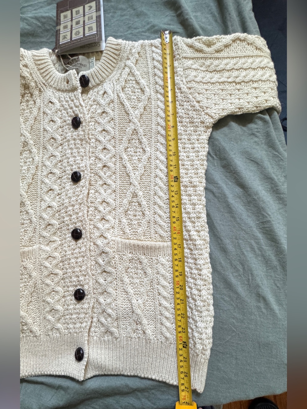 Made in Ireland - Cream Cable Knit Cardigan Sweater - Picture 6 of 7